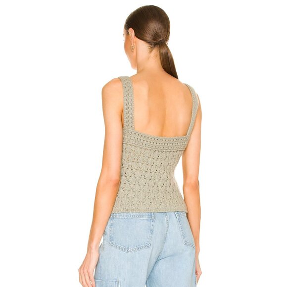 Vince Green Artichoke Cropped Squareneck Tank Top Cami Size Medium - Picture 3 of 10